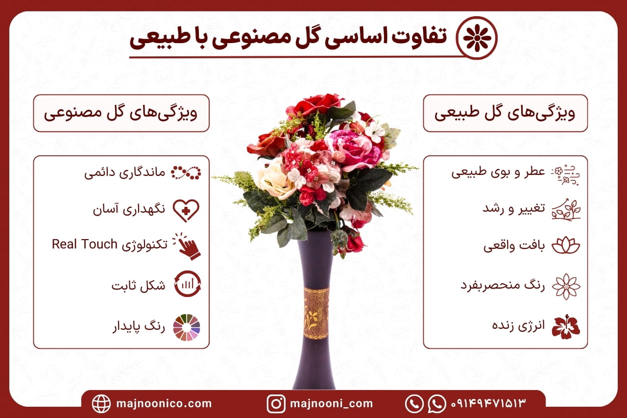 تفاوت گل مصنوعی و طبیعی