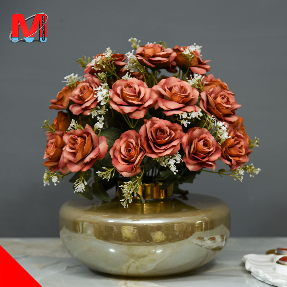 خرید گل مصنوعی مخملی با گلدان | شیک و ماندگار برای هر فضا