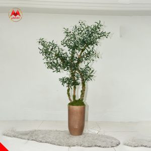 درختچه زیتون مصنوعی سه تنه با گلدان سفالی | ارتفاع ۱۹۰ سانتیمتر