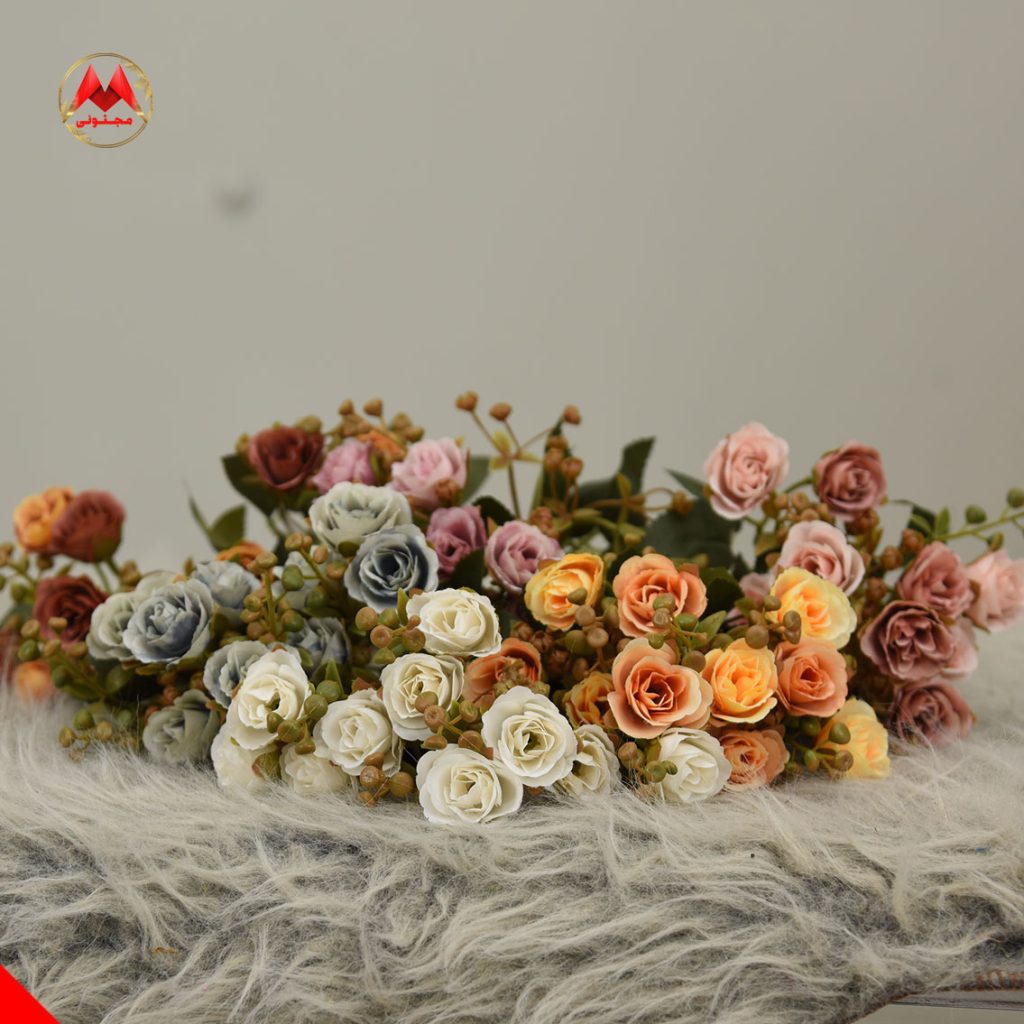 بوته گل رز مصنوعی وارداتی | فروش عمده ۶ رنگ | ۵ بازو و ۱۰ گل|کد1390