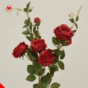 شاخه رز وارداتی مصنوعی ۱۰ بازو | ۴ گل و ۳ غنچه | فروش عمده |کد 214